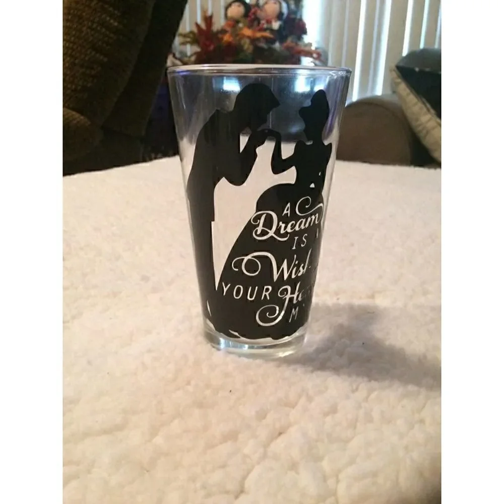 Disney Cinderella and Prince Charming glass